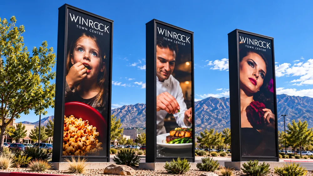 Freestanding Winrock Town Center property signage in Albuquerque